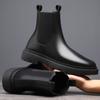 Fashion Men's Boots Genuine Leather Chelsea Boot Fashion Motorcycle Ankle Boot Platform Boots for Men Plush Warm Winter Botas Hombre2024