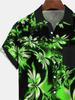 Hawaiian Gradient Artistic Floral Print Men'S Plus Size Button-Pocket Short Sleeve Shirt