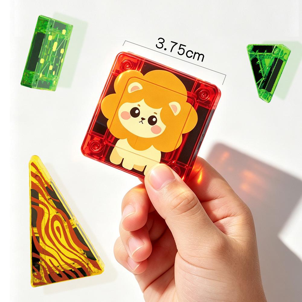 Mini Portable Magnetic Tiles Kids Educational Magnet Building Blocks Tin Box Travel Pocket Toy