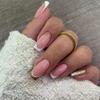 24Pcs/Set Quick Nails Golden Glitter White Edge False Nials Sticker Wearable Waterproof Manicure Finished Nails