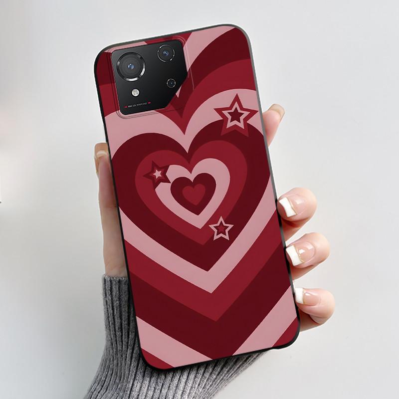 Чехол для Asus ROG Phone 8 Чехол для телефона ROG 8 Pro Роскошный Милый Кролик с Сердечком Забавный Черный Мягкий ТПУ Силикон Защитная Задняя Крышка