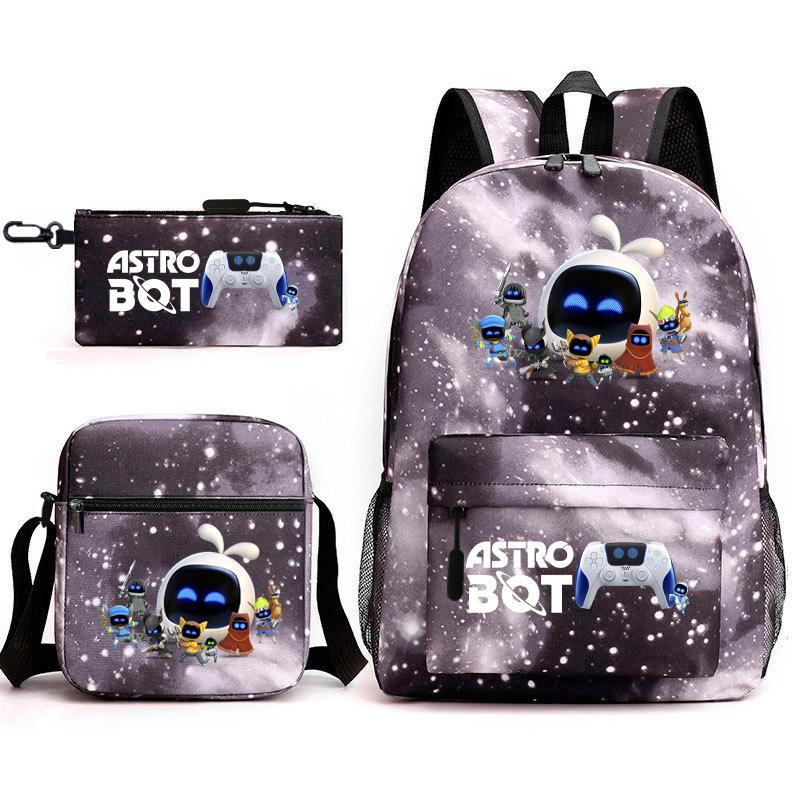 Teen Schoolbag, Universe Robot, Primary School Student Starry Sky Personality Heat Transfer Backpack Three-piece Set