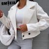 Autumn Winter Fashion All-match Suit Collar Solid Color Short Woolen Small Coat Woman Jackets & Coats