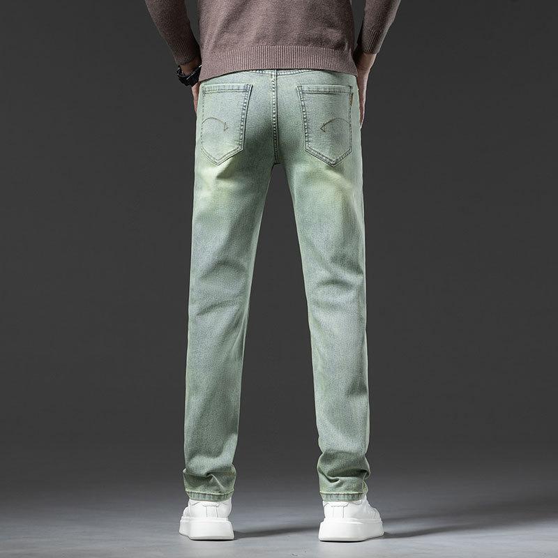 Осенние новые высококачественные потертые джинсы цвета античной бронзы для мужчин, модные брендовые деловые прямые повседневные длинные брюки