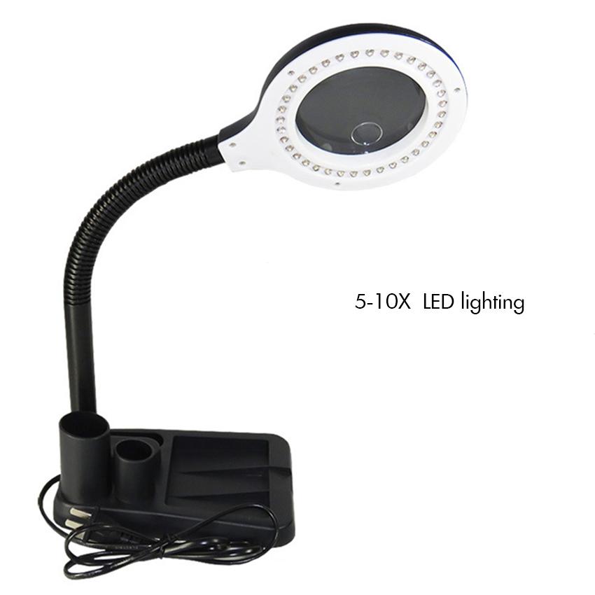 Flexible Magnifying Lamp 5x 10x Table & Desk Magnifying Loupe Energy Saving Led Ultra Bright Light Electronic Repair Tool