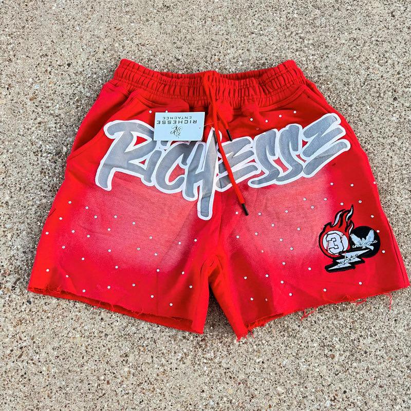 Y2K Harajuku мужские шорты со стразами и буквенным принтом хлопковые спортивные штаны модные НОВЫЕ хип-хоп баскетбольные уличные свободные повседневные шорты