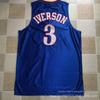 [Джерси 76ers] Нет. 3 Iverson полностью вышитая плотная баскетбольная майка