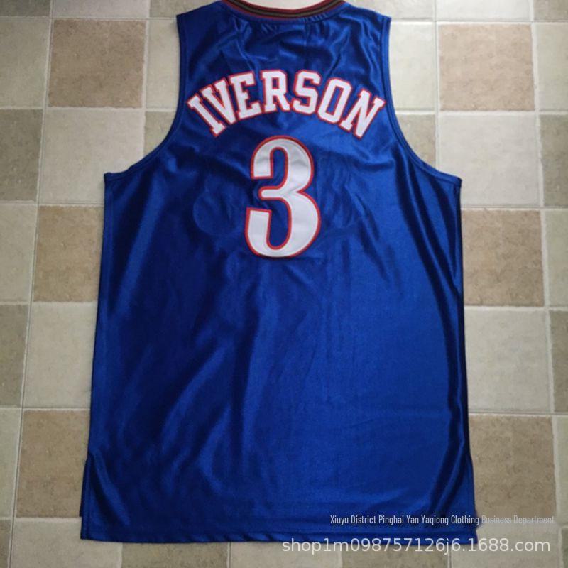 [Джерси 76ers] Нет. 3 Iverson полностью вышитая плотная баскетбольная майка