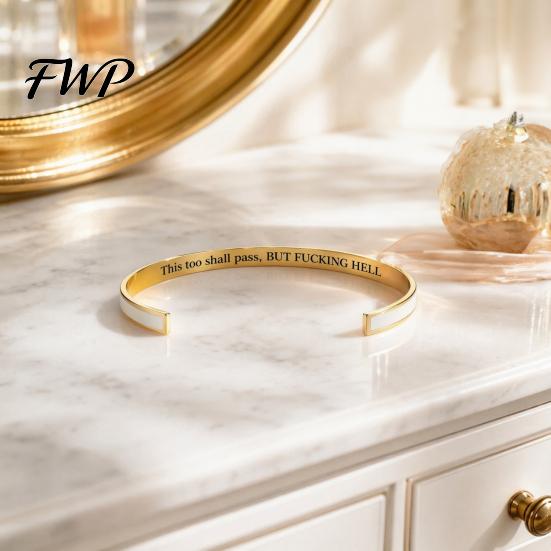 Engraved Message Bracelet This Too Shall Pass Mantra Cuff Bracelet, Hidden Engarved Motivational Inspirational Bangle Adjustable Encouragement Jewelry