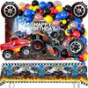 Big Tire Monster Truck Birthday Decorations, Party Balloons Happy Birthday Decorations Party Tablecloths and Other Birthday Decorations
