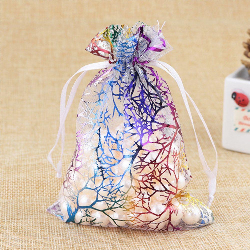 Favor Wrapping Supplies Jewelry Gift Package Organza Bag Hot Stamping Drawstring Candy Pouch