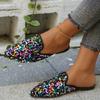 2024 Plus Size Ladies Shoes Closed Toe Women's Slippers Outdoor Casual Slippers Women Bling Mixed Colors Flat Women's Sandals