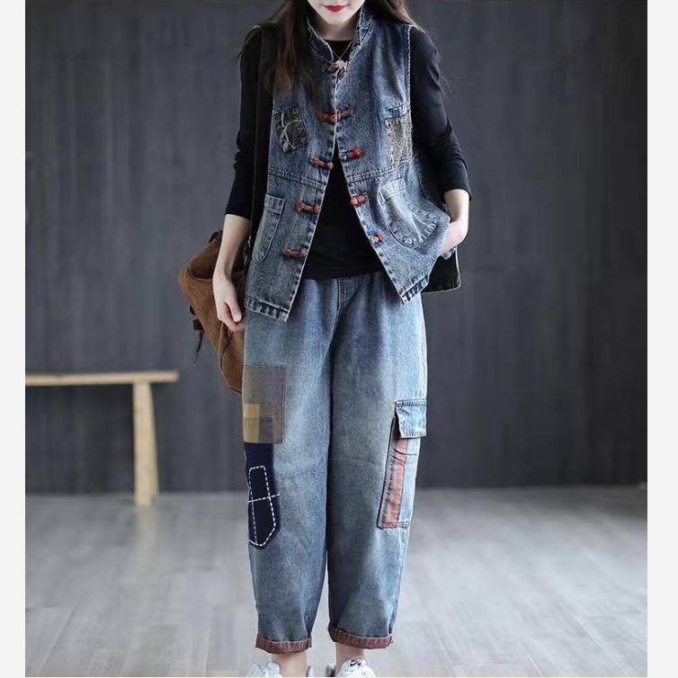 Cowboy Vest Women's Retro Plus Size Casual Vest Trend All-match Waistcoat Denim Jacket Coats