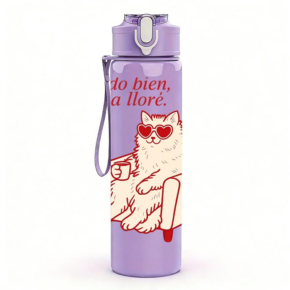 1PC Hugs From Here Love Quote Print 750ml Color Plastic Sports Water Bottle Leakproof Flip Straw Lid Suitable for Sports Office Home Use