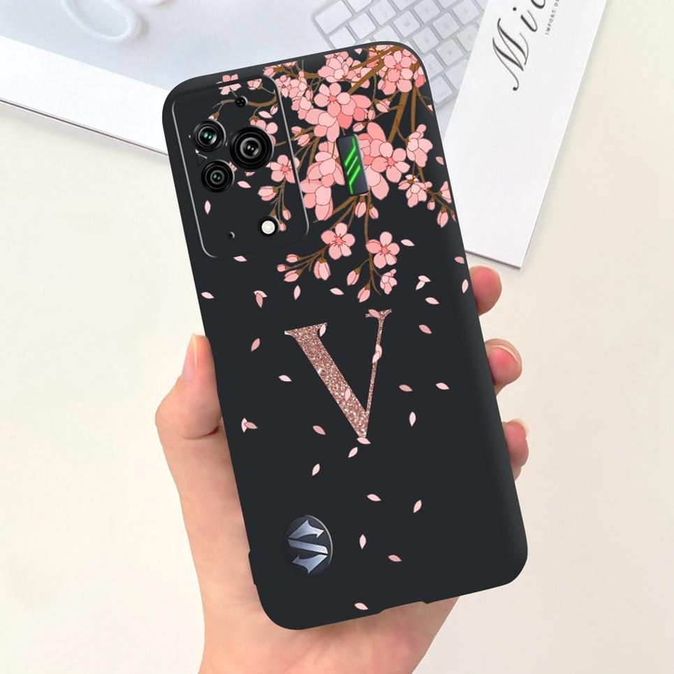Чехол для телефона Black Shark 5 5Pro Буквы-прозвища Мягкий на ощупь Задняя крышка Черный силиконовый бампер Оболочка Xiaomi Blackshark 5 Pro