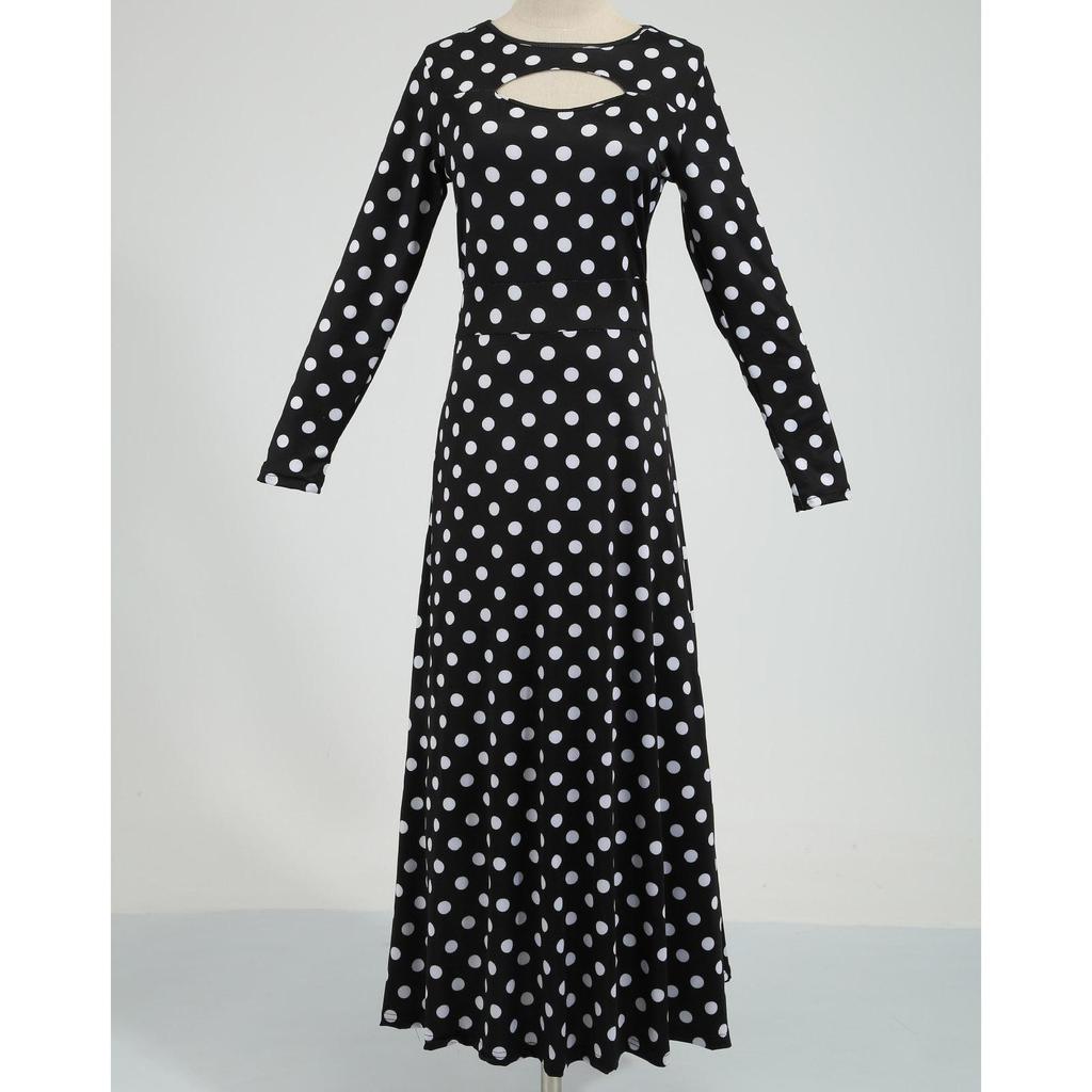 Floral Print Patchwork Long Dress Women Bohemian Hallow Long Sleeve Oversized Autumn Maxi Dresses