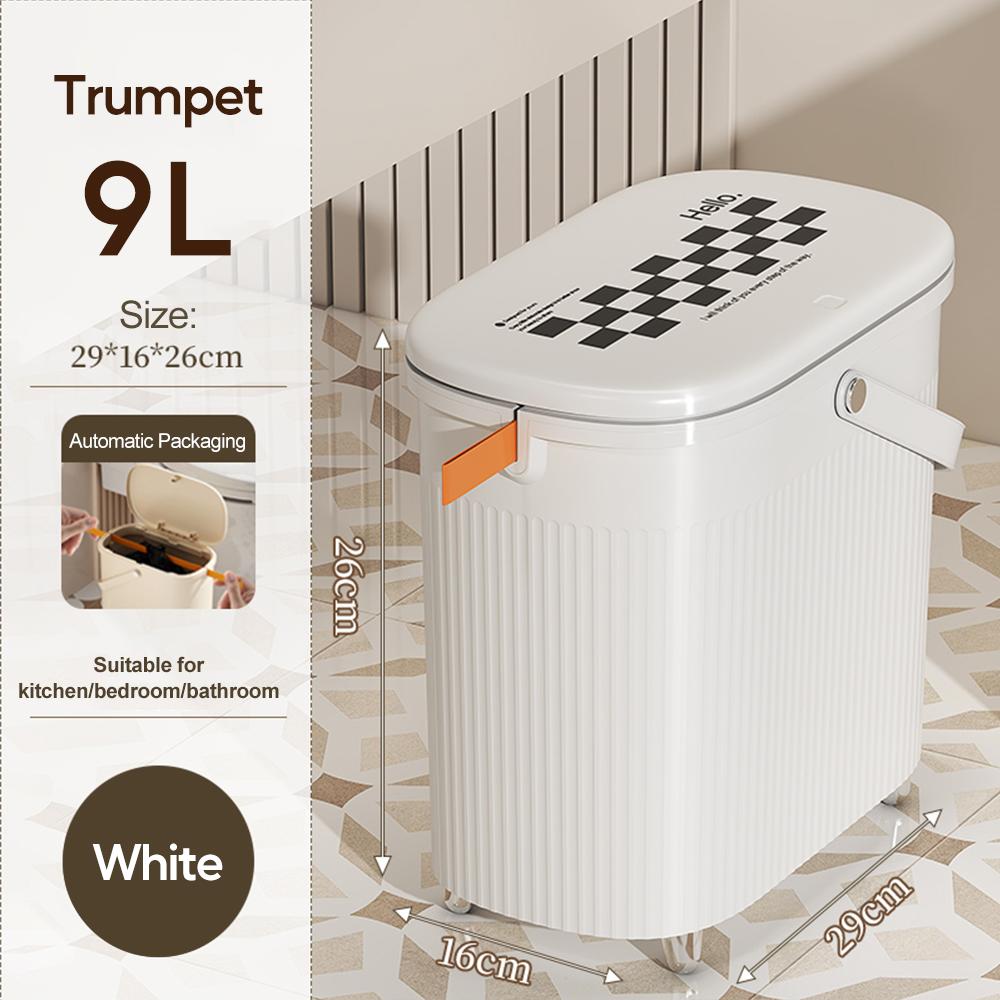 9/12 л узкий мусорный бак для ванной с ручкой, крышка, водонепроницаемая, антизапаховая корзина для мусора для туалета, кухни, мусорное ведро прессового типа