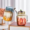 Portable Overnight Oat Glass Cup Water Mug With Spoon Breakfast Salad Can Yogurt Tumbler Heat Resistant Juice Milk Cup