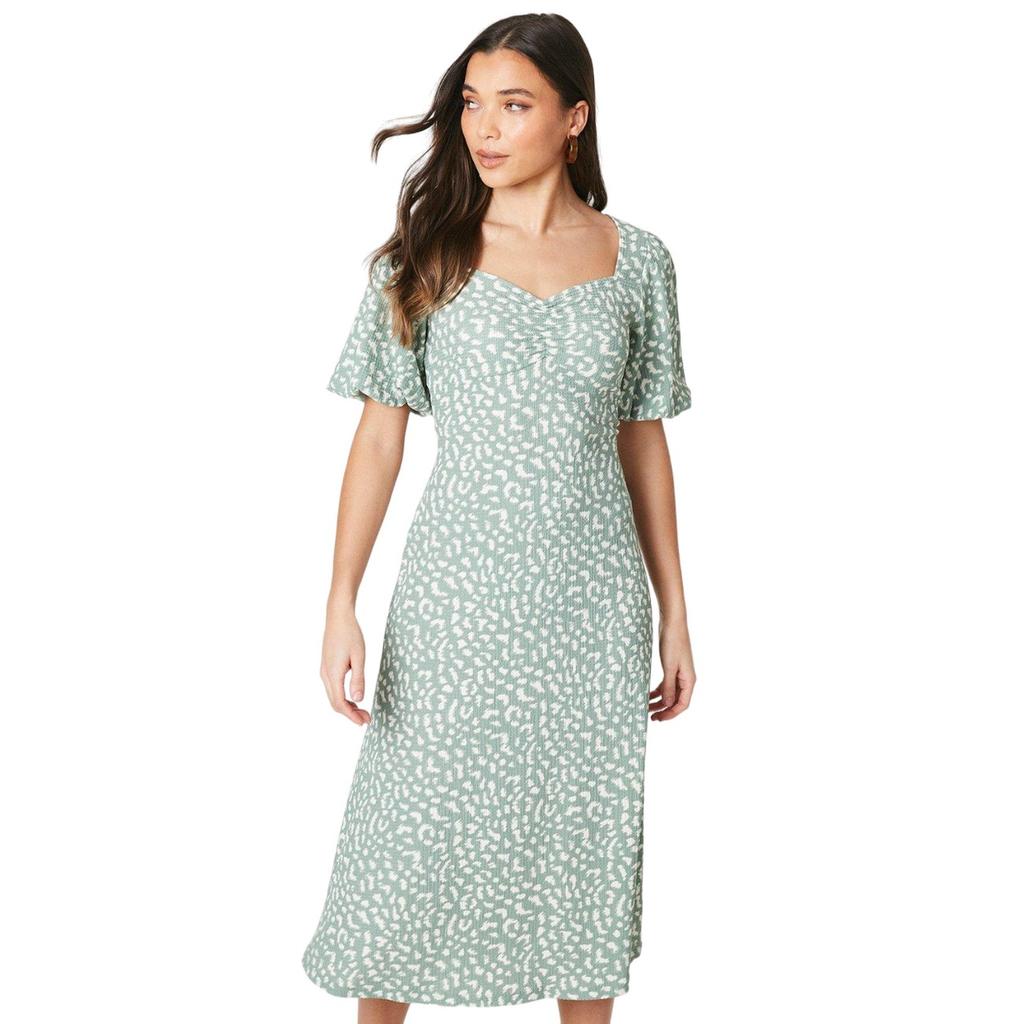 Dorothy Perkins Womens/Ladies Animal Print Ruched Front Petite Puff Sleeve Midi Dress