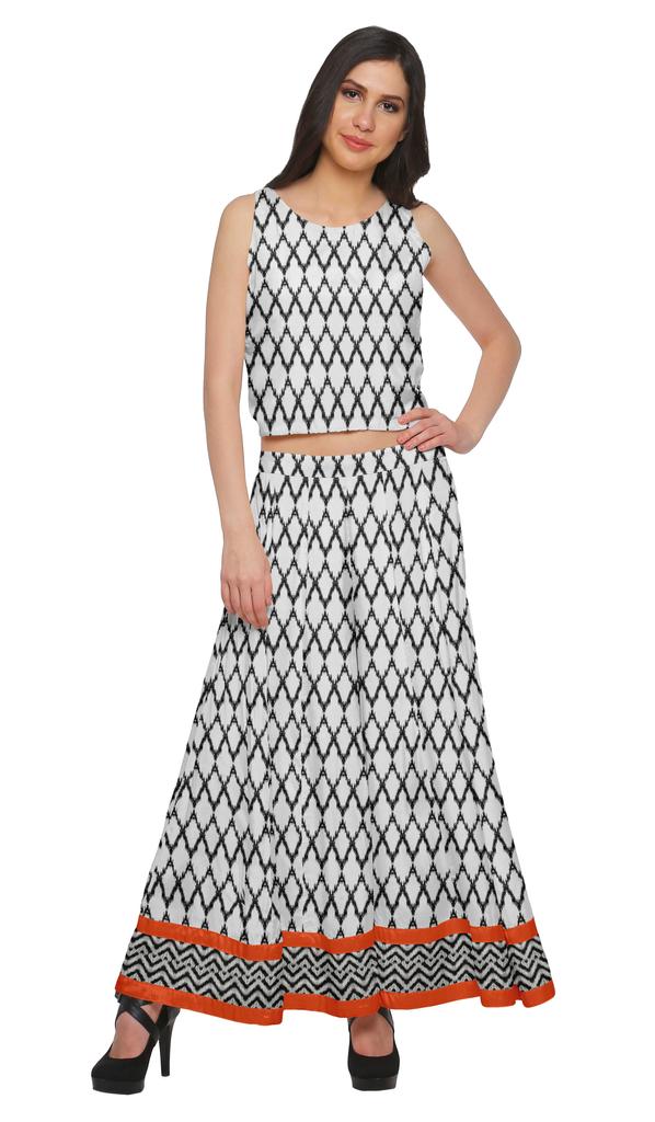 Moomaya Crop Top And Palazzo Set For Girls Printed Santoon Womens Clothing