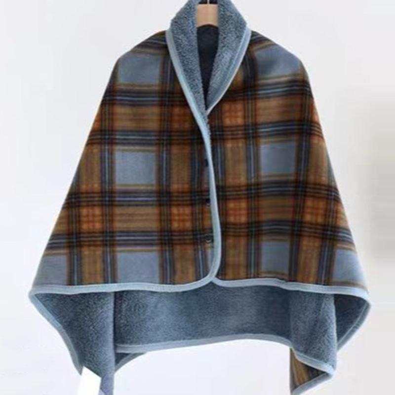 1PC Wearable Blanket Shawl Blanket Flannel Lazy Casual Office Blanket Retro Grid Stripes Warm Blanket For Winter 80×135cm
