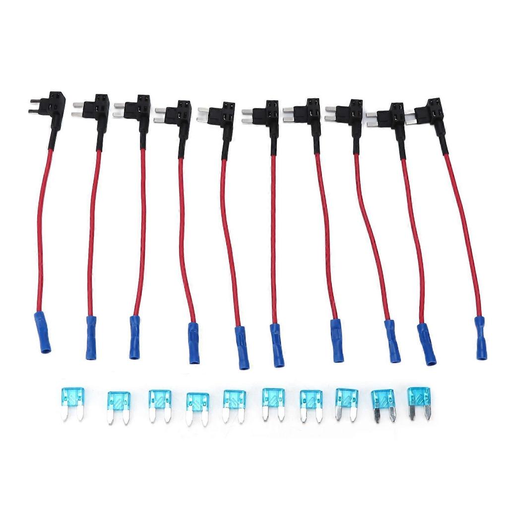 10 Pack Fuse Holder Add A Circuit Dual Slots Fuse TAP Adapter with 15AMP Mini ATM Blade