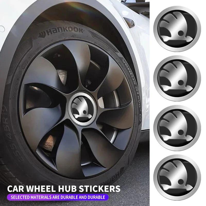 2025 Новые 4 шт. Колпачки ступицы колеса автомобиля Металлические наклейки с эмблемой Аксессуары для Skoda Octavia MK2 2 3 A5 A7 A8 Fabia Karoq Superb Rapid Ka