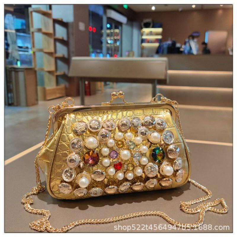 Womens Fashion Shell Bag Pearl Rhinestone Crossbody Premium Handbag Daily Use