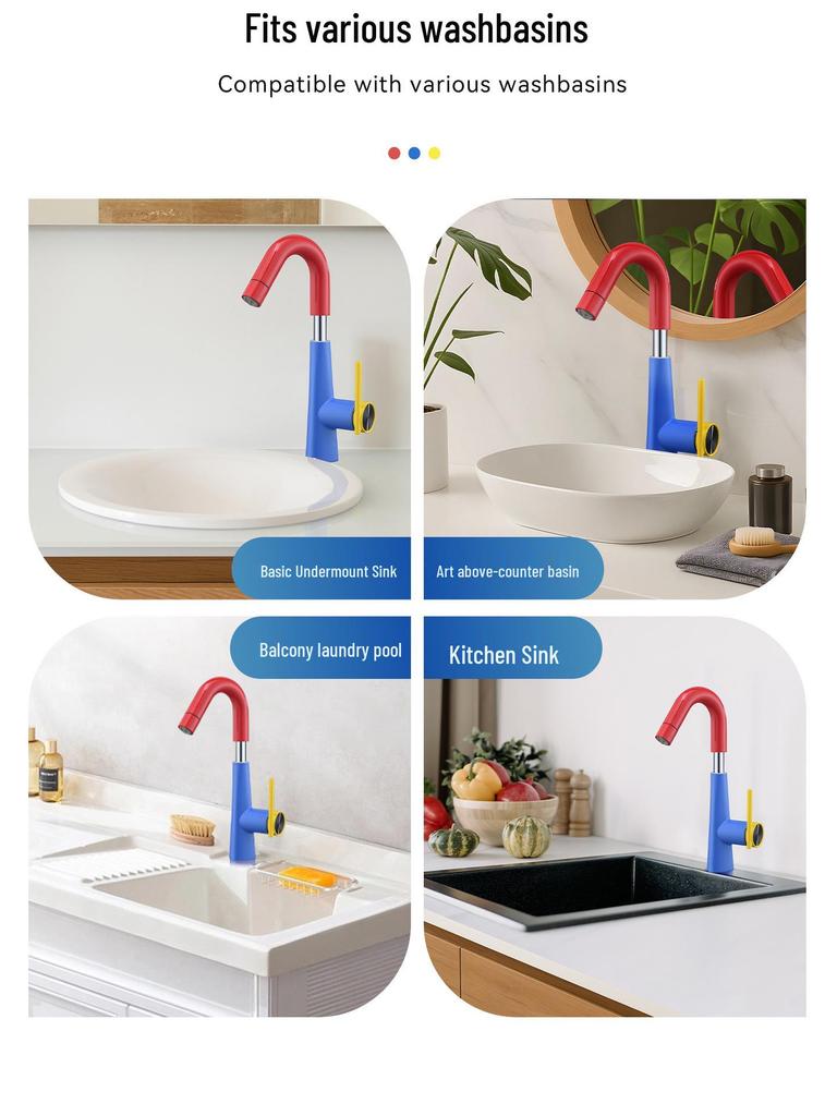 Ванная раковина в немецком стиле с дофаминовым смесителем: Цельномедный, Горячий/Холодный, Вращающийся Выдвижной Настольный Умывальник.