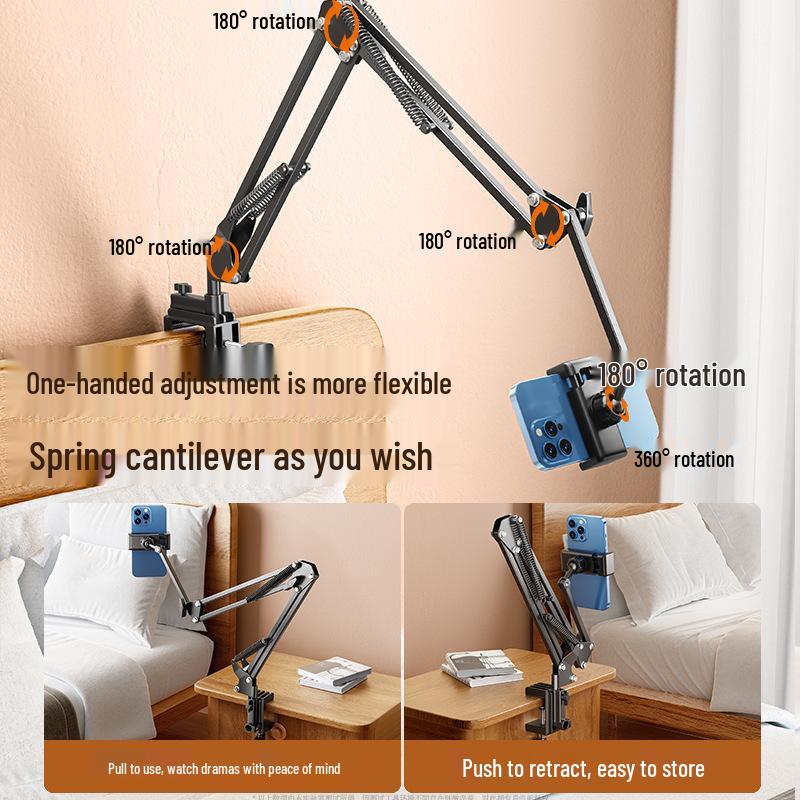 Регулируемый шарнирный держатель для телефона и планшета - Складной и с клипсой для использования у кровати или на столе