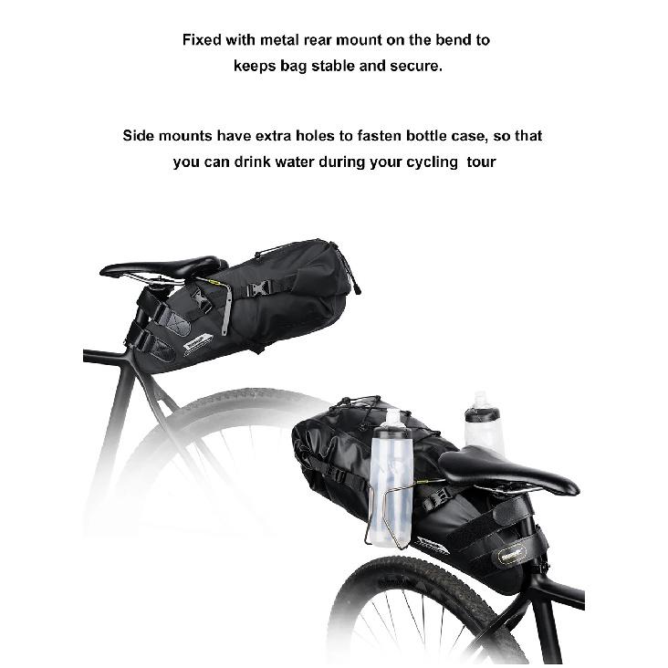 Rhinowalk Bike Saddlebag + Stabilizer Set Waterproof 13L Large Capacity More Stable For MTB Road bike Can Fit Water Bottle Cage