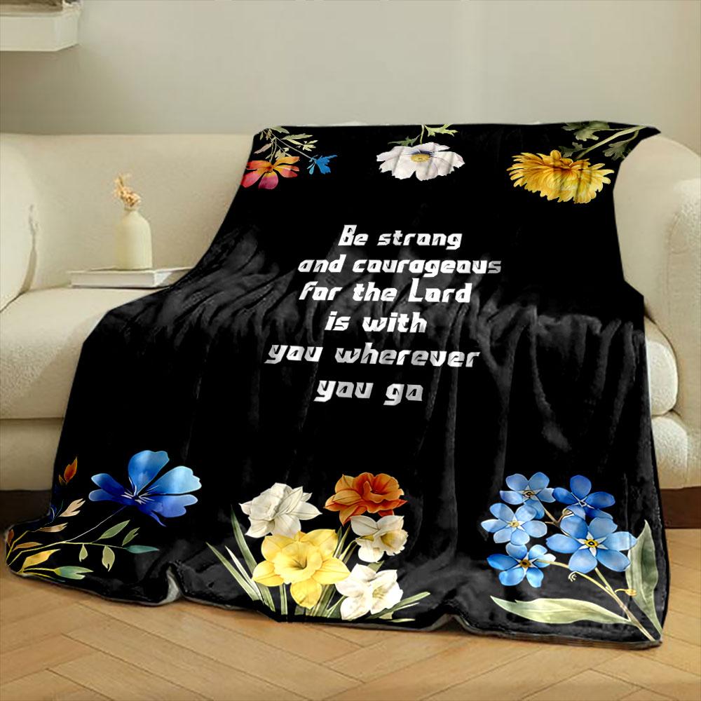 Floral Bible Verse Blanket Printed Blanket for Living Room Bed Couch lunch break Soft Cozy Blanket for Friend's festival Gift