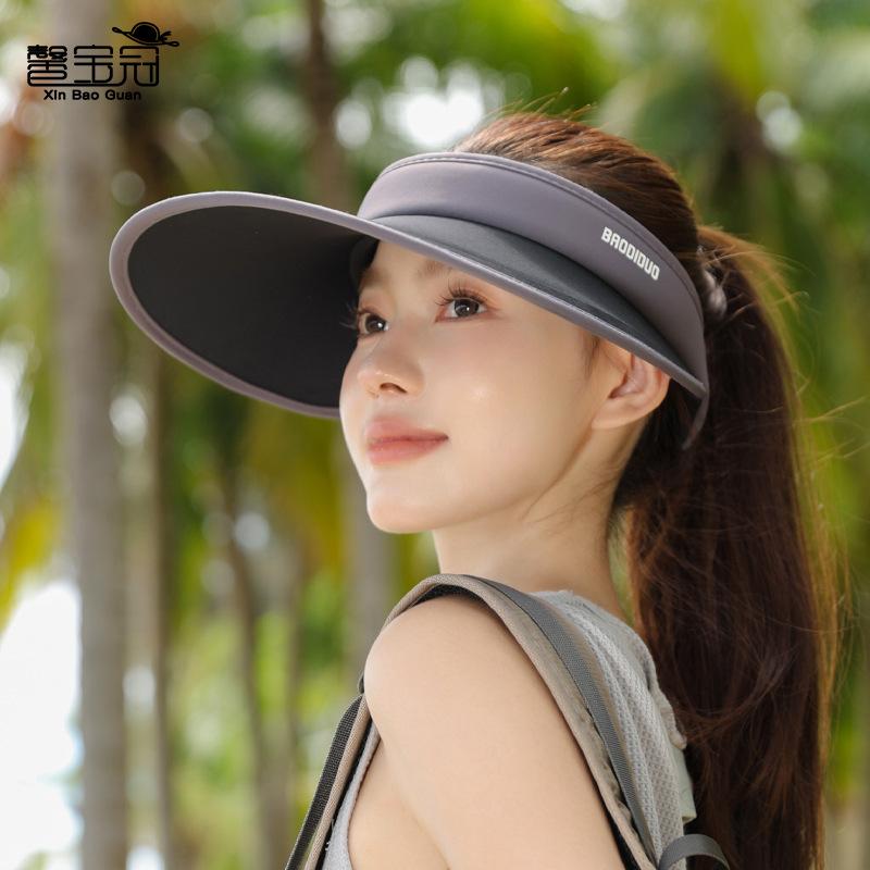 Summer Ice Silk Big Brim Sunscreen Hat Women's Outdoor Travel Visor Casual Sports Fashion Versatile Empty Top Hat