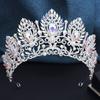 Royal Queen Opal Green Crown Big Diadem Bride Crowns for Women Tiaras Wedding Party Bridal Crown Hair Dress Jewelry Accessori