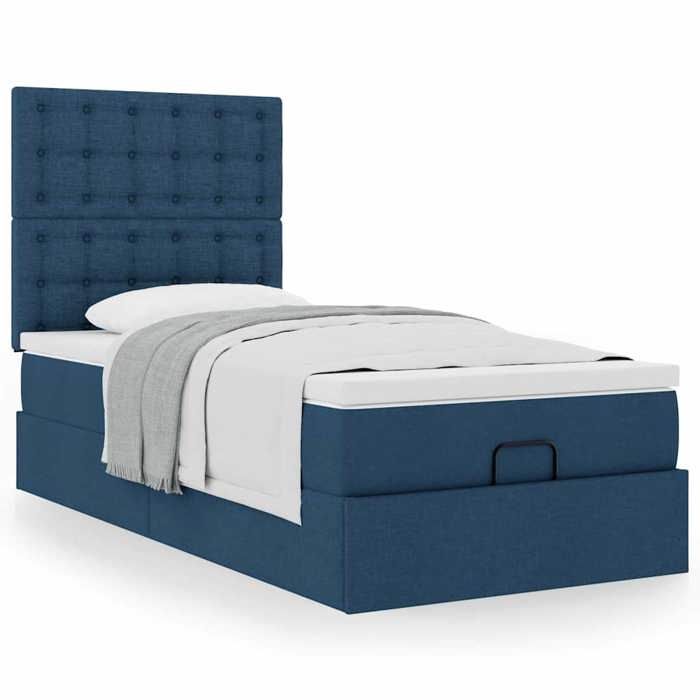 Maison Exclusive - Lit ottoman avec matelas bleu 90x200 cm tissu