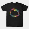 Rainbow Cat With Flowers Floral Cat Illustration T‑Shirt