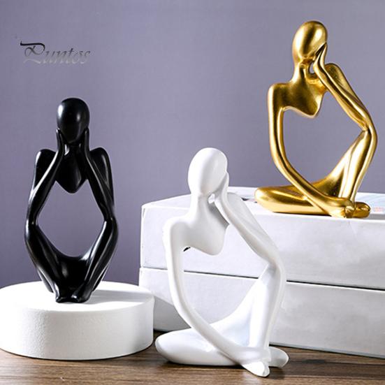 3 шт. абстрактная фигурка мыслителя, мини-статуэтка сидящего мыслителя из смолы, скульптура для гостиной, домашнего офиса, книжной полки, украшения для рабочего стола