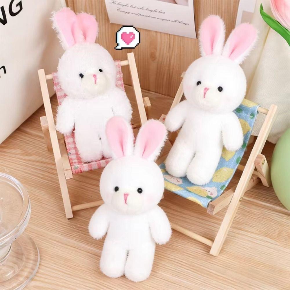 10Pcs Cartoon Animal White Rabbit Plush Keychain Easter Party Bunny Plush Dolls Holiday Gift