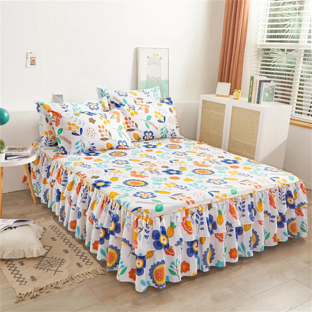 1 шт. покрывало для спальни, простыня, мягкая нескользящая юбка для кровати King Queen, свадебная юбка без наволочки на четыре сезона