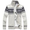 Autumn and Winter Sweater Men's Jacquard Slim-fit Stand-up Collar Sweater Trendy Casual Jacket Knitted Cardigan