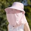 Integrated Sunshade Hat Summer Face Mask Neck Cover UV Protection Wide Brim Fisherman Cap Adjustable Breathable Travel Sun Hat
