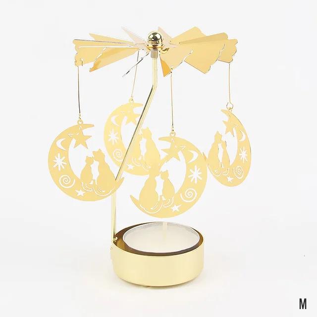 Карусель Подсвечник Золотой Металлический Подсвечники Декор Комнаты Торт Вращающаяся Подставка для Свечей Украшение Дома на День Святого Валентина Рождество