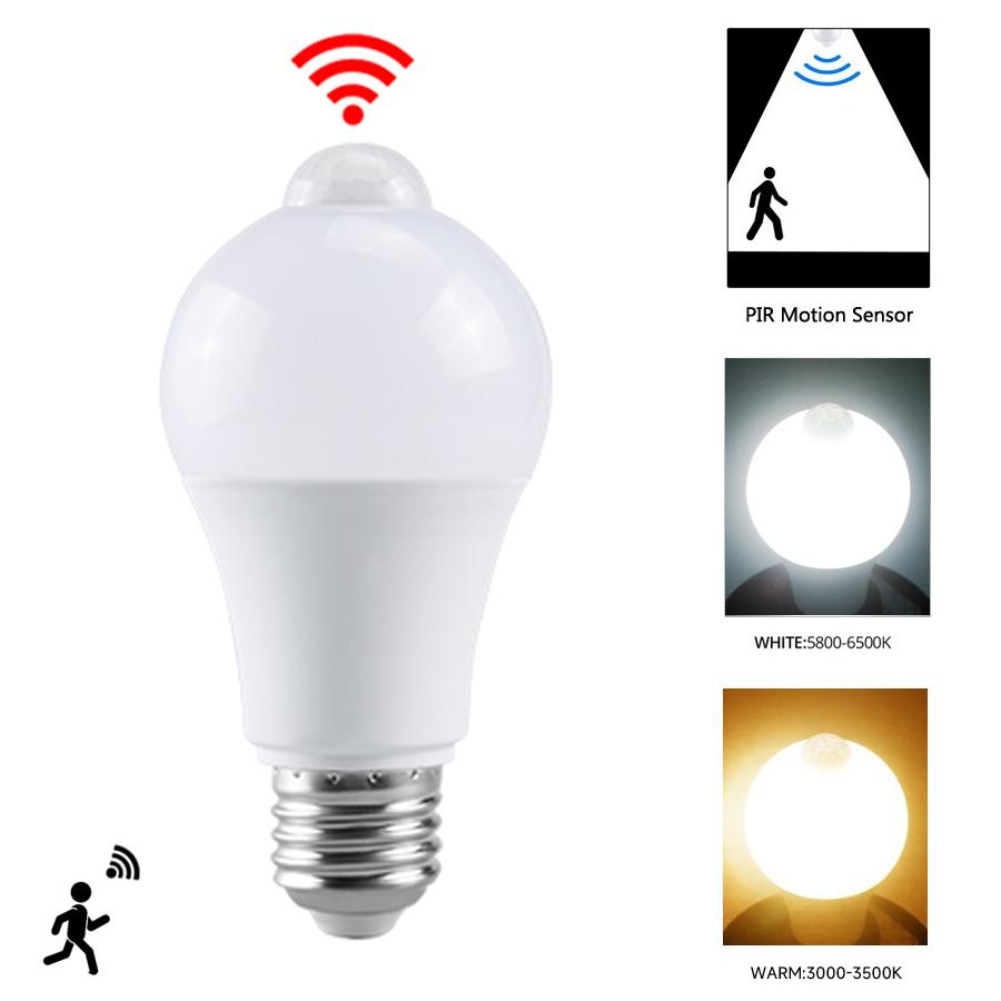 12W E27 LED Motion Sensor Bulb LED Lamp PIR Sensor Light Bulb Auto ON/OFF Night Porch Light For Home Human Induction Security Lights 110V 220V