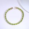 Solid 925 Sterling Silver Bracelet Women Oval Natural Peridot Gold Plated Bracelet 20 Carats Gemstone Design Best Gift for Women