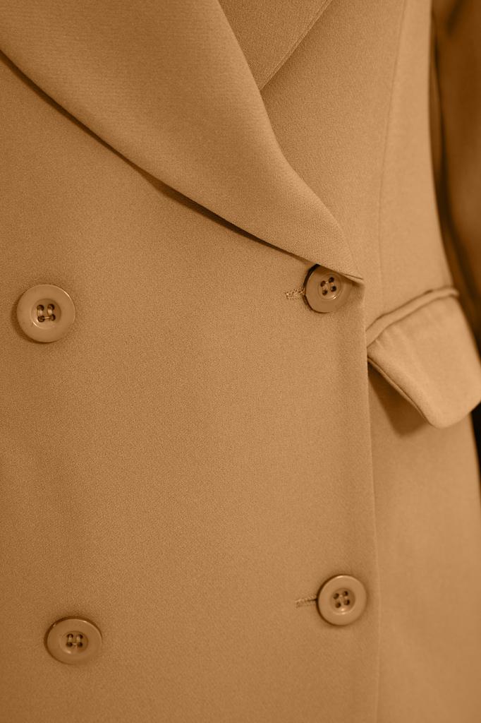 Women's Fashion New Hijab Jacket Black Double Button Pocket Detailed Lined Blazer Woven Jacket