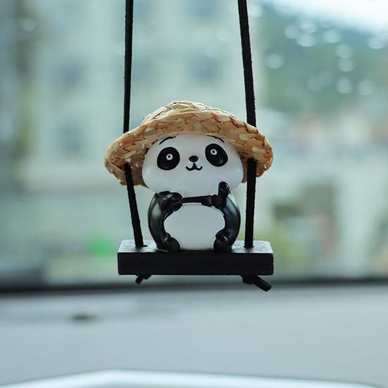 Автомобильная подвеска в виде панды, соответствующие цветам, качели, хорошая детализация, цветостойкий подвесной орнамент для автомобиля, подвесной кулон с зеркалом в виде животного, аксессуары для салона автомобиля