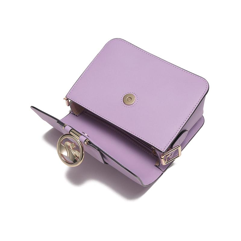 Longchamp Box Trot Series 18 Button Flap Adjustable Shoulder Strap Calfskin Small Square Bag Women Shoulder Bag Lilac 10174HAU356