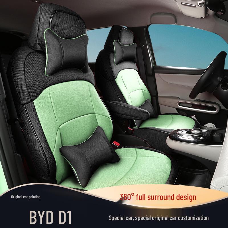 Всесезонные льняные чехлы на сиденья автомобиля для BYD D1 - Полное покрытие