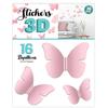 [Q8031] - 16 розовых 3D наклеек «Бабочки» - лист 30х22 см