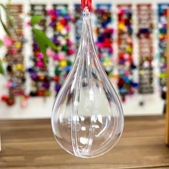 With Hole Transparent Shatterproof Drop-Shaped Fillable Clear Decorative Balls Hanging Decorations